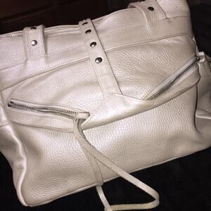 Botkier New York Champagne Iconic Trigger Bag Satchel Pebbled Leather Handbag